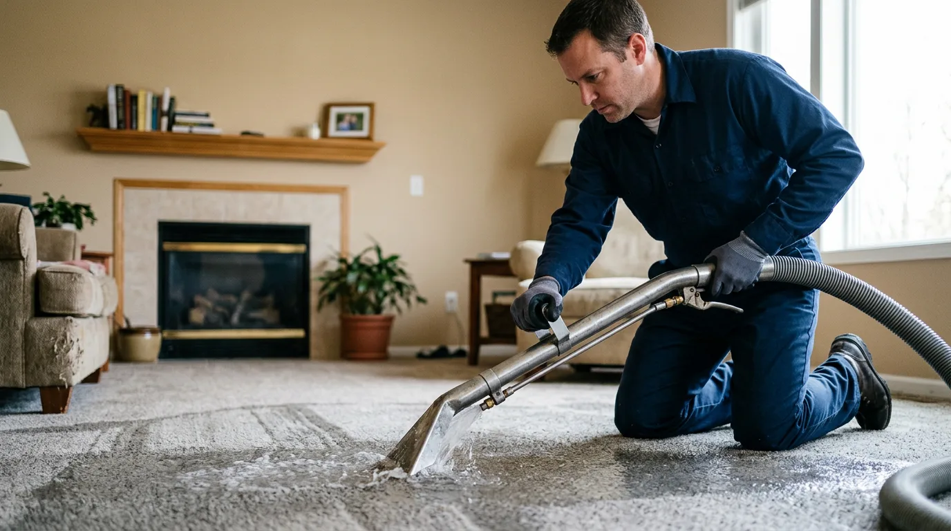 Water damage restoration technician working near Barksdale, TX